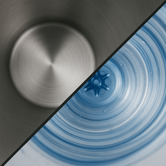 Binnen kant Oliyo fles RVS en binnen kant plastic fles